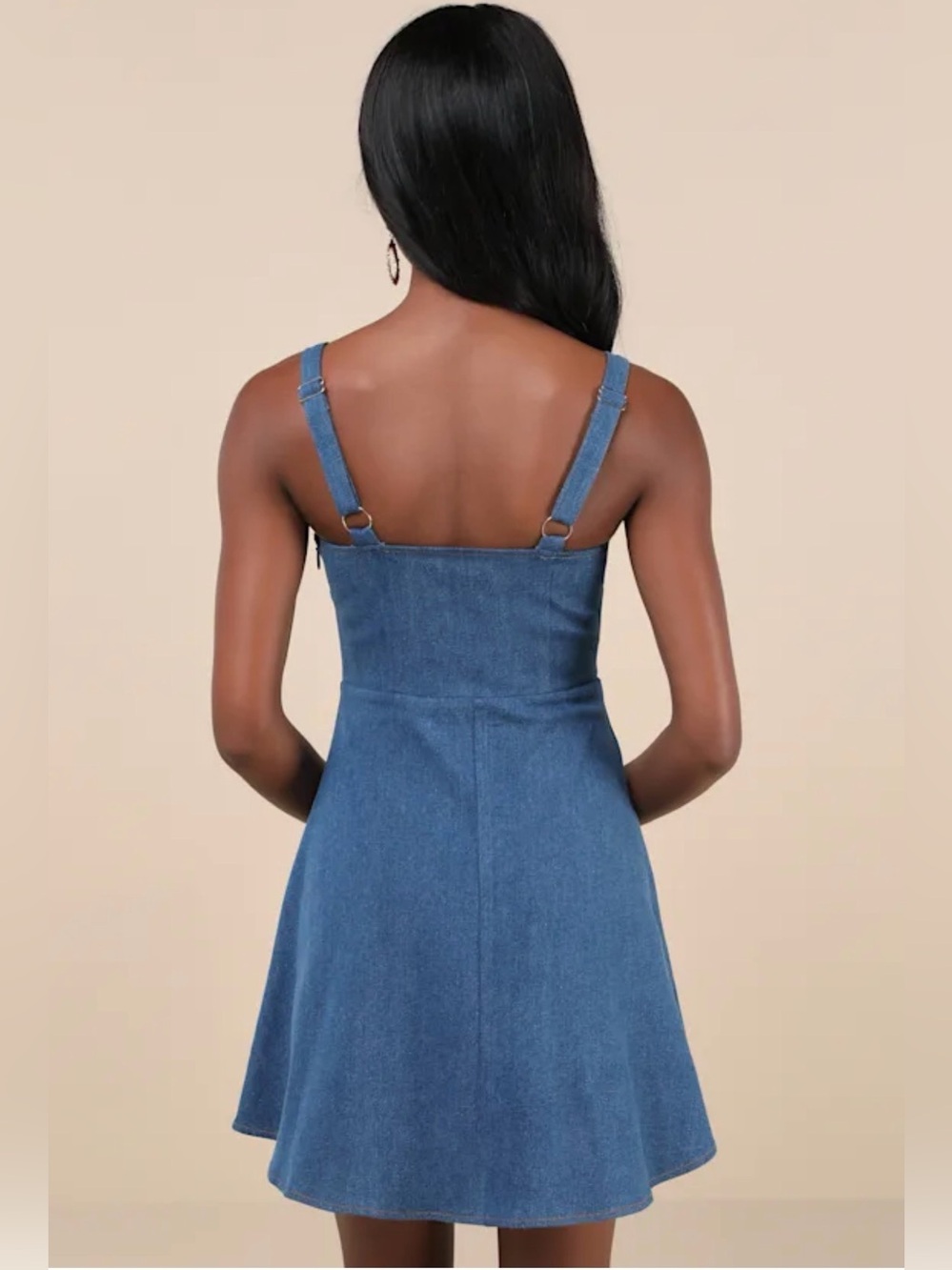 NWT Lulu's CONSIDERED CHARISMA Blue Denim Look Bustier Mini Dress Small - Picture 2 of 11